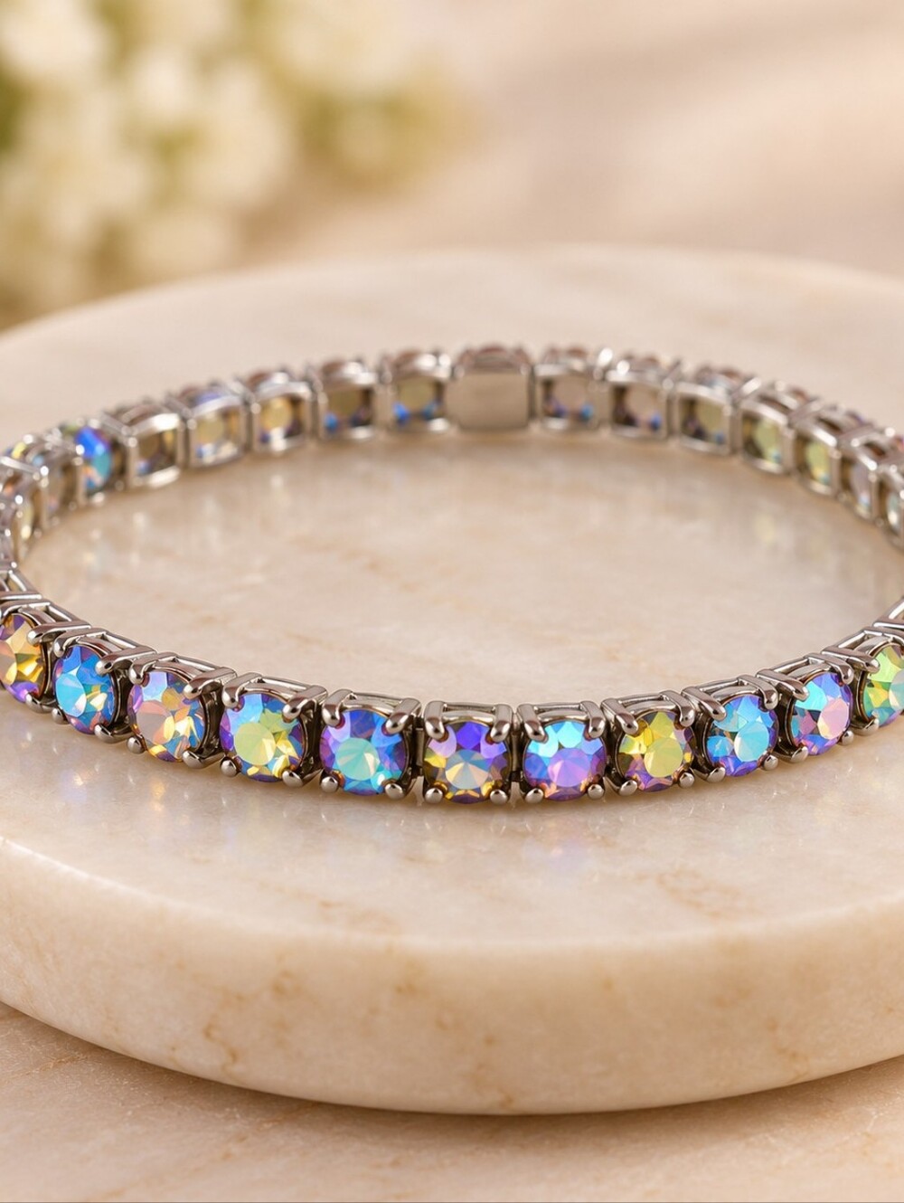 Plunder Silver Bracelet with Iridescent Stones